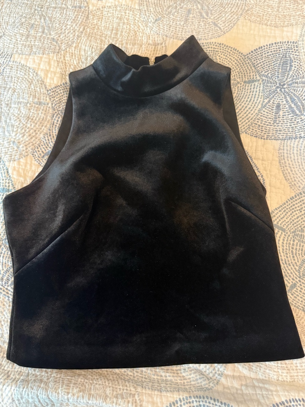 Never Worn Eliza J Black Velvet Mock Neck Sleeveless Crop Top SIZE 10